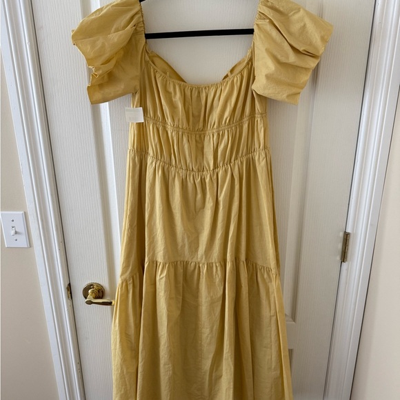 Vince. | Women’s yellow puff sleeve off the shoulder midi dress size 6 - Picture 3 of 4